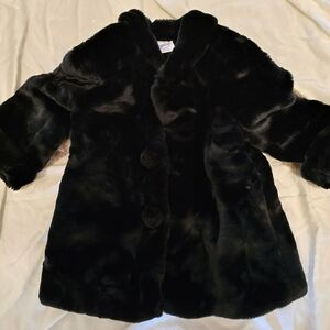 🧡 Storybook Elegant Black Faux Fur Kids Pea Coat 4 - 6